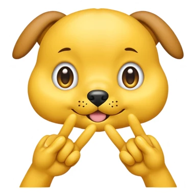 yellow emoji with puppy eyes and two finger pointing at one another finger sticker