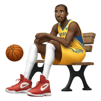 Tall basketball player sitting on bench sticker