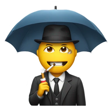 Man with the head of a cigarette holding an umbrella sticker