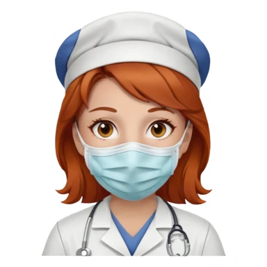 nurse brown/red hair with brown eyes sticker