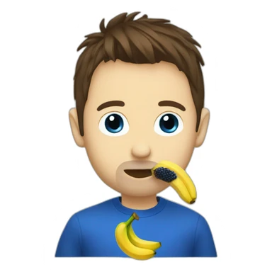 Matt Bellamy eating a banana brown hair, blue eyes sticker