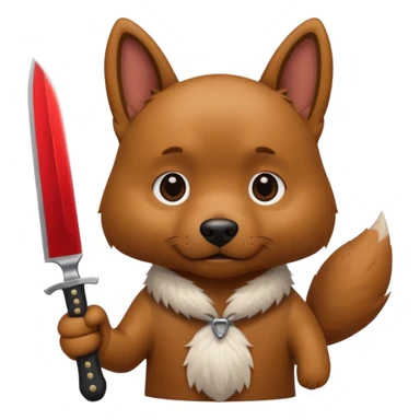dog with a knife  sticker