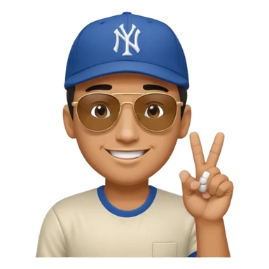 Cool hip guy with NY baseball cap and sunglasses showing his middle finger sticker