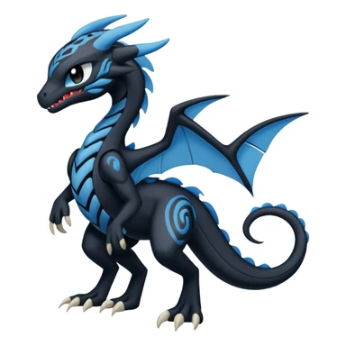 Black and Blue Meloetta-Venom-Stitch-Zekrom-Salandit-fusion, full body, tribal markings  sticker