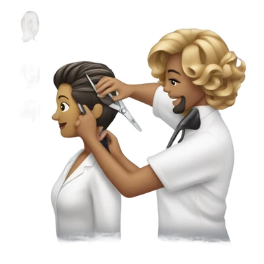 Hairdresser cutting a lady’s hair sticker
