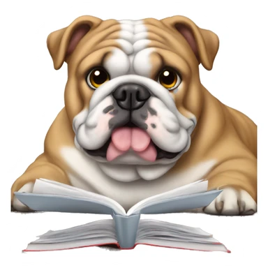 english bulldog reading pc sticker