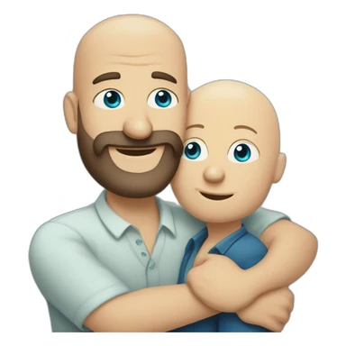 Tall Hungarian blond blue eyes bald bearded man hugs African bald  bearded 50s man sticker