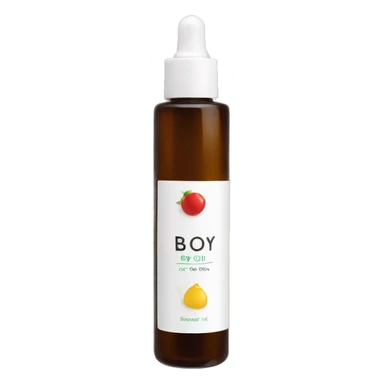 bottle of body oil with label sticker