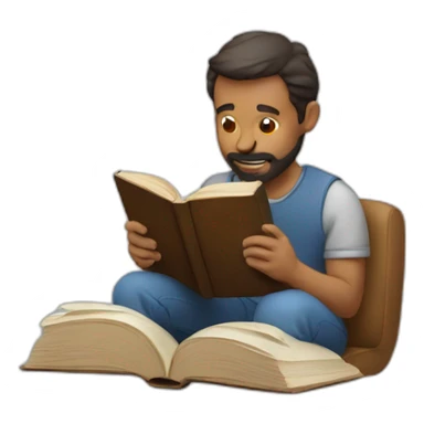 man reading a book sticker