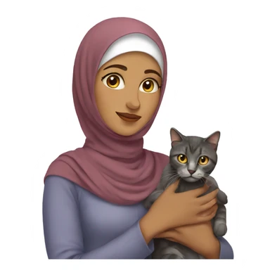 A Muslim woman petting a cat sticker