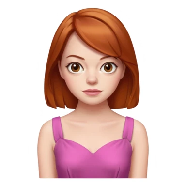 Emma Stone, orange brown hair, pink dress sticker