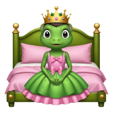princess frog on bed pink bow with a pink dress cute girly pop sticker
