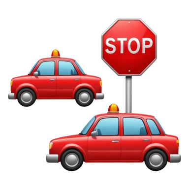 Car with a stop sign on the top sticker