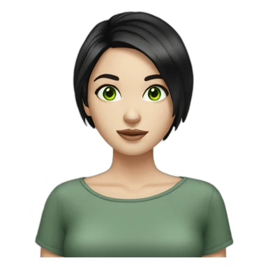 white girl short black hair green eyes sticker