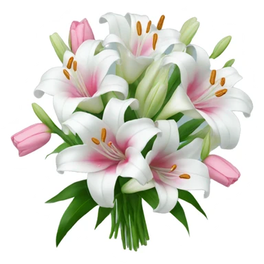 White lilly bouquet with pink  sticker