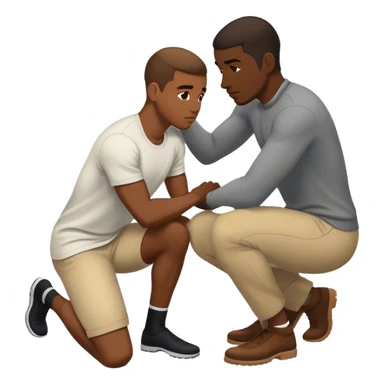 Black guy kneeling down to white man  sticker