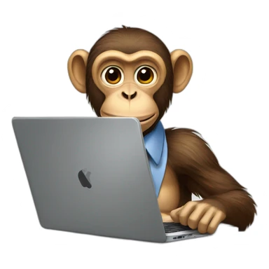 monkey wearing a tie while typing on a laptop sticker