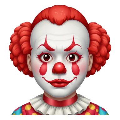 red glitter clown with the sad facial expression sticker