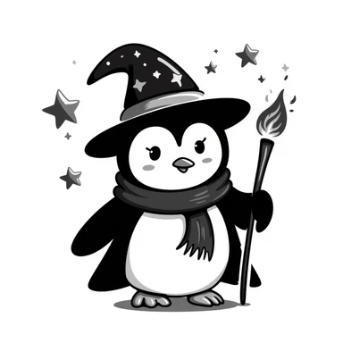 A penguin wizard sticker