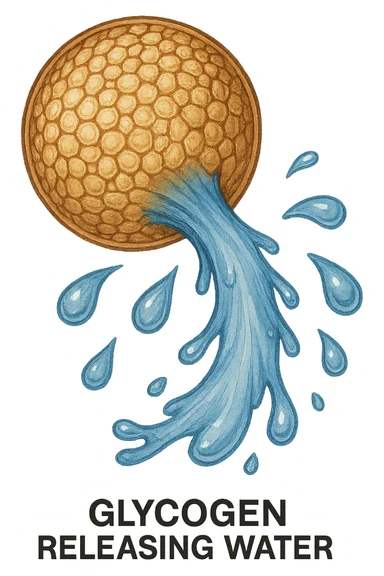 cellula di glicogeno che si svuota di acqua sticker