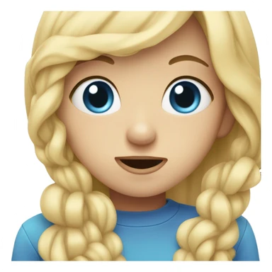 shy girl with hands in mouth, long blonde hair, blue eyes  sticker