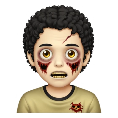 menino com cabelo cacheado preto e olhos marrons, com a boca lembrando a de um zumbi e com grills dourados sticker