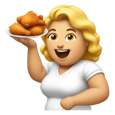 Fat woman eating fried chicken  sticker