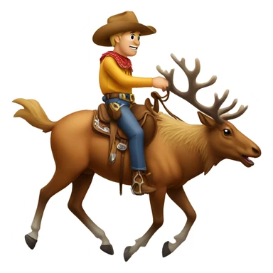 Cowboy elk riding horse sticker