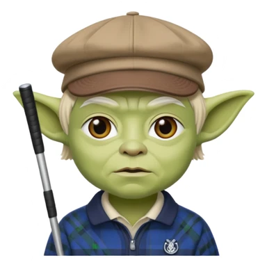 Laird Yoda med skotsk golfkeps sticker
