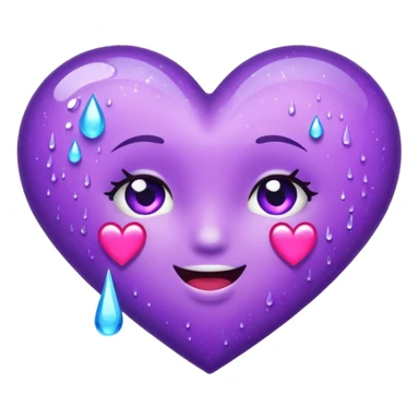 Sideways Glittery purple heart, tears of laughter  sticker
