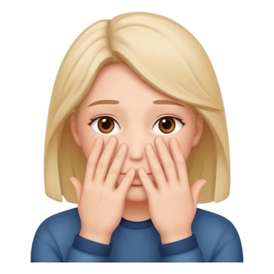 Standard smiley emoji blushing and hiding face with hands sticker