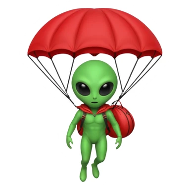 Alien with parachute  sticker