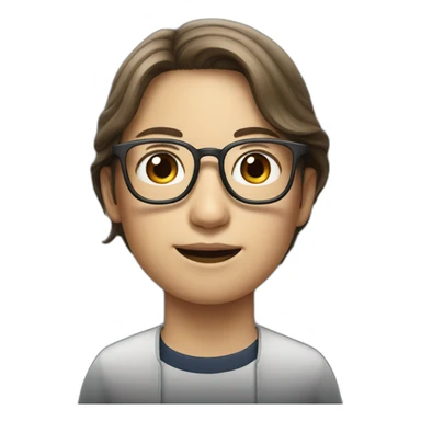 Tim cook with a brown hair Korean girl with eyeglasses sticker