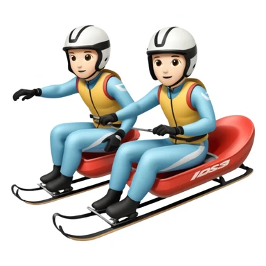 doubles olympic luge in a sled going down a run sticker