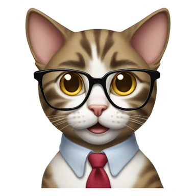 nerd cat wearing glasses with his finger up sticker