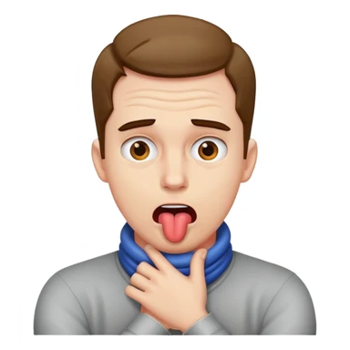 guy crossing hands around his neck mad and sticking tongue out sticker