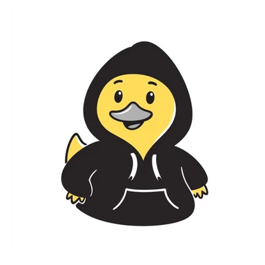 Hand-drawn rubber duck wearing a cozy hoodie sticker