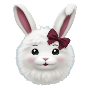 White fluffy bunny with burgundy bow sticker