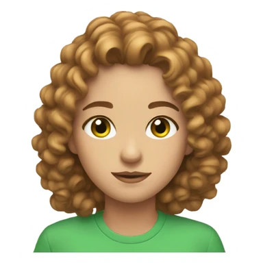 This emoji 👩🏻 but with green eyes,lashes and little curly brown hair sticker