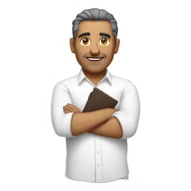 latin middle-aged man with white shirt sticker