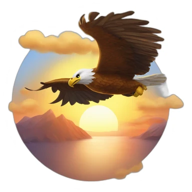 Aigle devant un coucher de soleil sticker