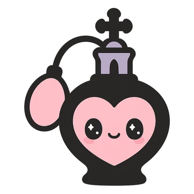 gothic perfume bottle, black and pink, kawaii style sticker