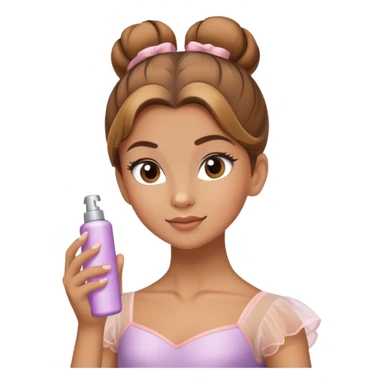 light brown haired ballerina spraying hairspray on her bun sticker