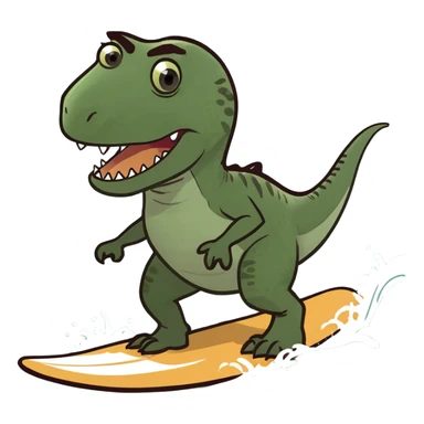 cool dinosaur surfing  sticker