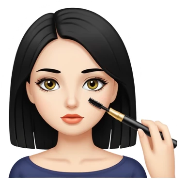 Girl putting mascara on with black straight hair  sticker