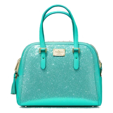 Realistic isolated tiffany blue glitter kate spade satchel purse.  sticker