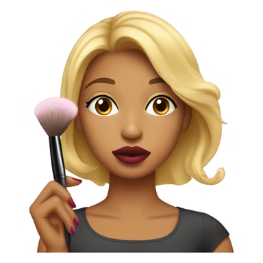 Girl putting on lipstick sticker