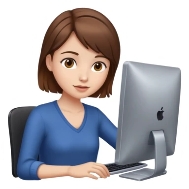 Girl of hair brown with computer  sticker