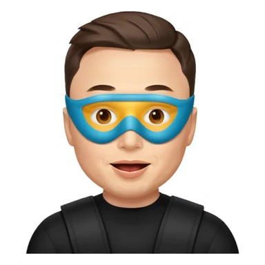 Elon Musk wearing a mask, playful and recognizable, emoji style character sticker