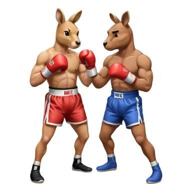 A kangaroo in a boxing ring with Mike Tyson sticker